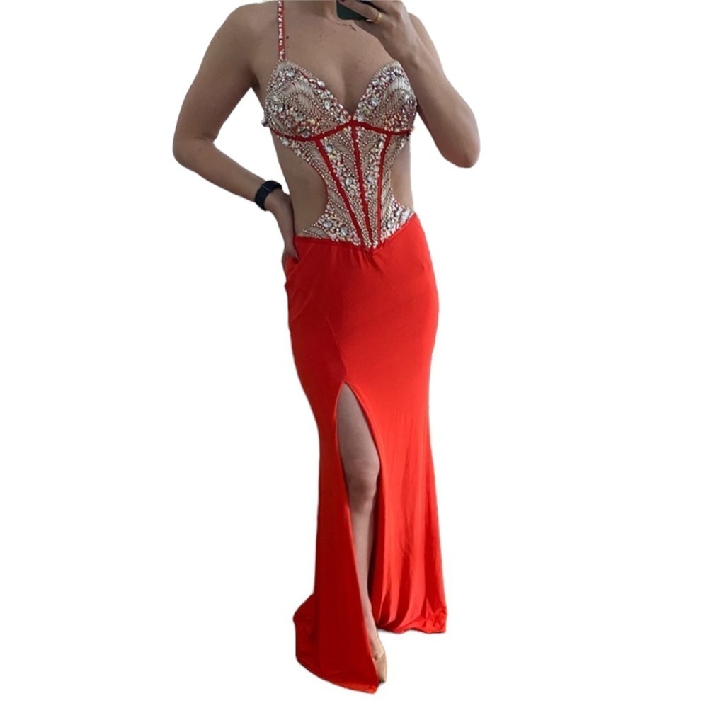 Jovani Sequin Gown with High Slit